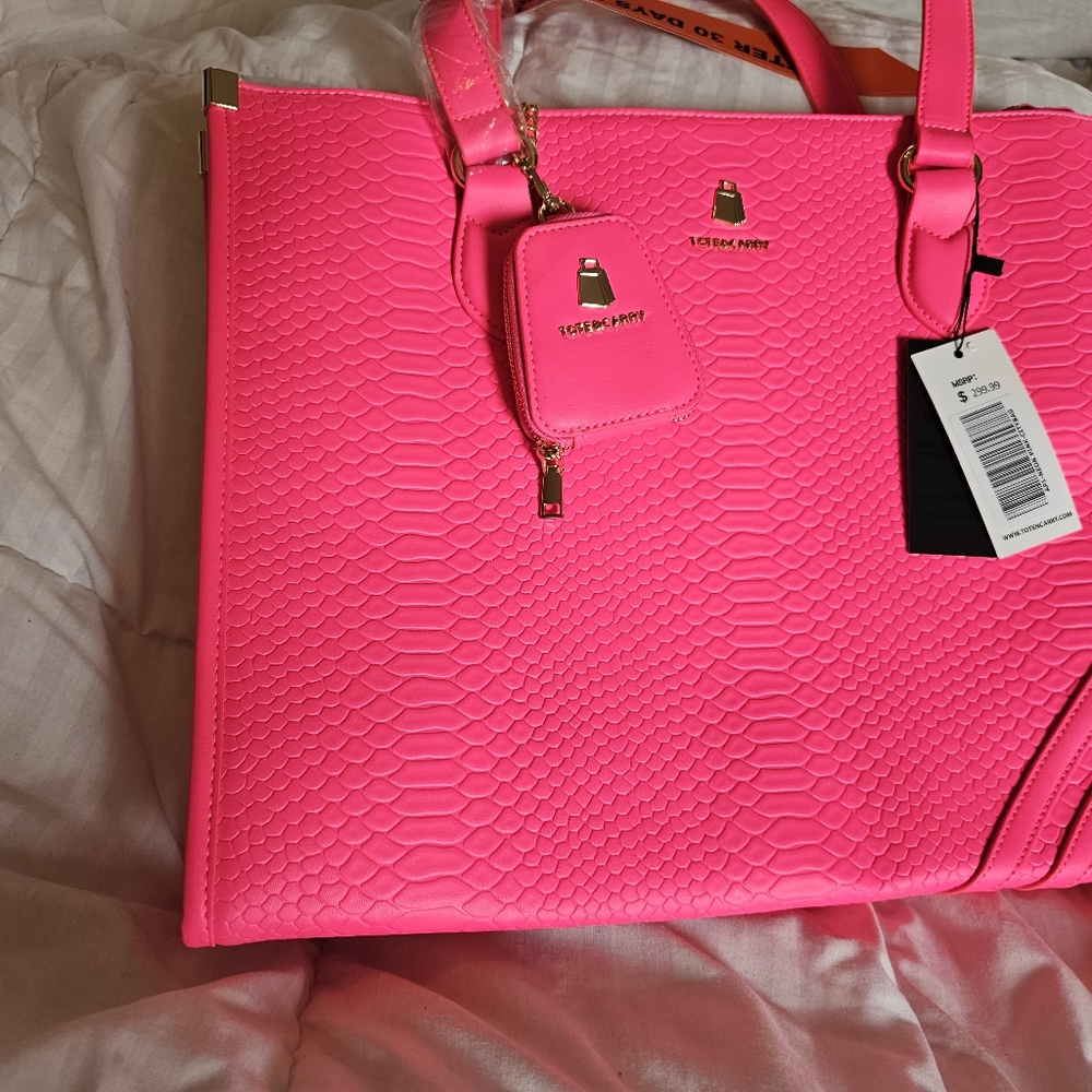 Neon Pink Tote&Carry Snakeskin Tote